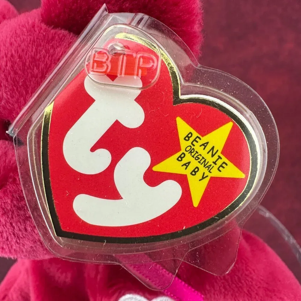 TY VALENTINA RED BEAR BEANIE BABY WITH TAG ERRORS 1998/1999 HOLOGRAM 8,5in
